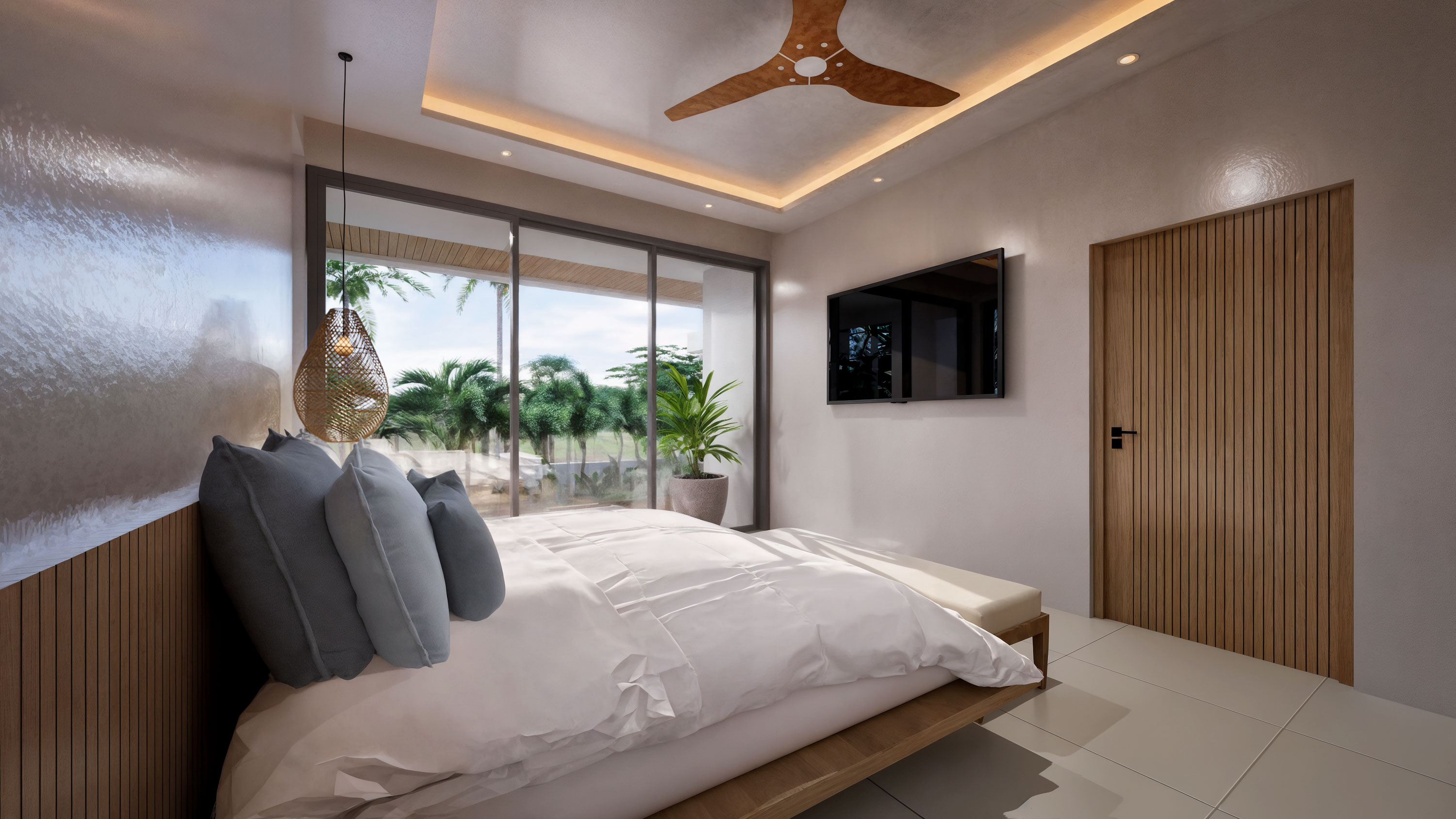 Guest bedroom with panoramic windows